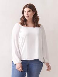 Square-Neck Balloon-Sleeve Blouse - Addition Elle