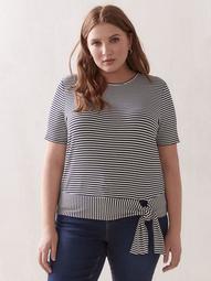 Ribbed Crop Top with Self-Tie At Hem - Addition Elle