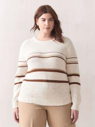 Striped Nep Yarn Sweater - Addition Elle