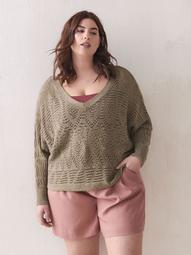 Pointelle Dolman-Sleeve Sweater - Addition Elle