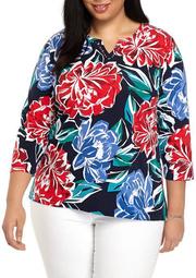 Plus Size Ship Shape 2020 Abstract Floral Top