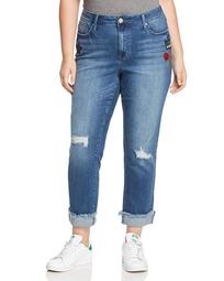 Rolled-Hem Patch Jeans in Reeves