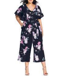 Cropped Floral-Print Jumpsuit