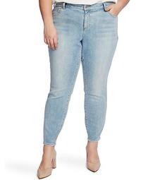 Plus Size Lace Side Skinny Ankle Jeans