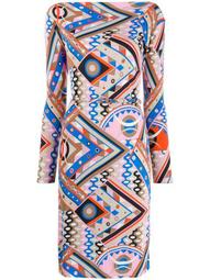 graphic-print fitted dress