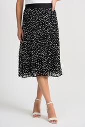 Pleated Polka Dot Skirt, Black/Vanilla