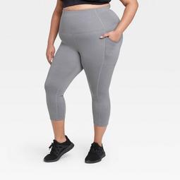Women's Plus Size Sculpted High-Rise Capri Leggings 21" - All in Motion™ Charcoal Gray