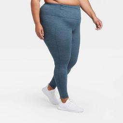 Women's Plus Size Contour Power Waist High-Rise Textured 7/8 Leggings 24" - All in Motion™ Teal