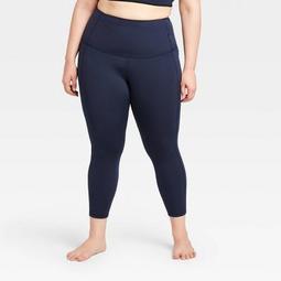 Women's Plus Size Contour Power Waist High-Rise 7/8 Leggings with Stash Pocket 25" - All in Motion™
