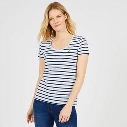 Striped Scoop-Neck T-Shirt