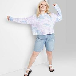 Women's Plus Size Longline Distressed Jean Shorts - Wild Fable™ Light Wash