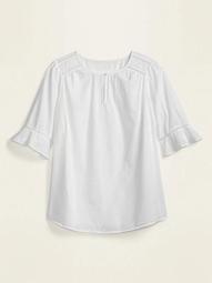 Loose Bell-Sleeve Plus-Size Swing Blouse