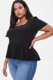 Plus Size Ribbed Flounce Top