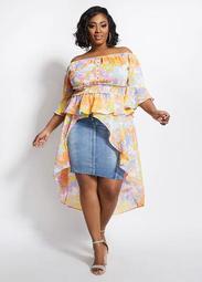 Watercolor Off The Shoulder Duster