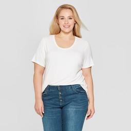 Women's Plus Size Short Sleeve Scoop Neck T-Shirt - Ava & Viv™