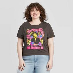 Women's Jimi Hendrix Plus Size Boyfriend Short Sleeve Graphic T-Shirt (Juniors') - Black