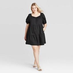Women's Plus Size Short Sleeve Dress - Who What Wear™ Black