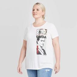 Women's Frida Kahlo Plus Size Short Sleeve Graphic T-Shirt (Juniors') - Cream