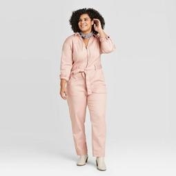 Women's Plus Size Long Sleeve Collared Boilersuit - Universal Thread™ Pink