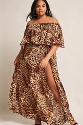 Plus Size ETA Cheetah Print Maxi Dress