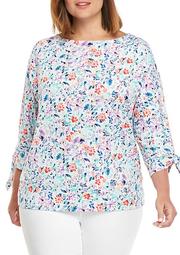 Plus Size Print Banded Knit Top