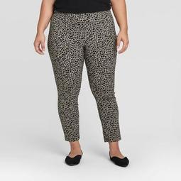 	Women's Plus Size Leopard Print Skinny Ankle Pants - A New Day™ Brown 