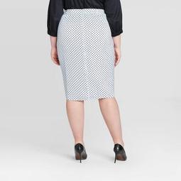 Women's Plus Size Polka Dot A-Line Midi Skirt - Who What Wear™ Blue