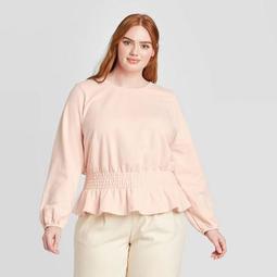 Women's Plus Size Smocked Waist Knit Sweatshirt - Who What Wear™