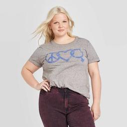 Women's Peace Love Female Icon Plus Size Short Sleeve Graphic T-Shirt - Doe (Juniors') - Heather Gray