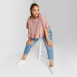 Women's Plus Size Short Sleeve Crewneck Peplum T-Shirt - Wild Fable™
