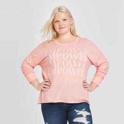 Women's Empower Plus Size Long Sleeve Graphic T-Shirt - Doe (Juniors') - Peach