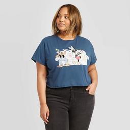 Women's Disney Fav Fab Chilling Plus Size Short Sleeve Cropped Graphic T-Shirt (Juniors') - Blue