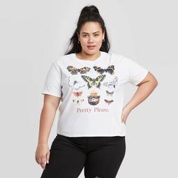 Women's Smokey Bear Plus Size Butterfly Short Sleeve Graphic T-Shirt (Juniors') - Cream