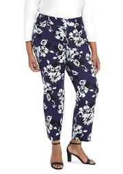 Plus Size Floral Printed Ankle Pants