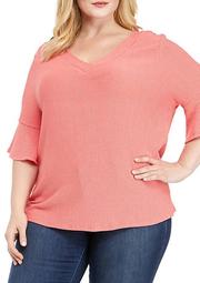 Plus Size Bell Sleeve V-Neck Top