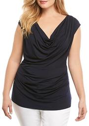 Plus Size Solid Cowl Neck Top