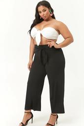 Plus Size Knotted-Front High-Waist Pants