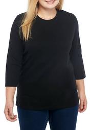 Plus Size 3/4 Sleeve Solid Top