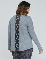 Wicking Long-Sleeve Active Tee - Marl with Strappy Lace Inset
