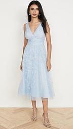 Sleeveless Tulle Tea Length Gown