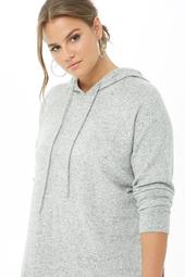 Plus Size Marled Hooded Raglan Sweater
