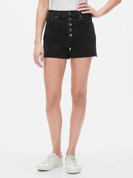 High Rise Shorts with Button Fly