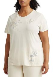 Plus-Size Lace-Trim Cotton Jersey Top