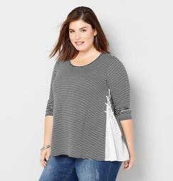 Striped Lace Up French Terry Top