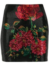 rhinestone floral mini skirt