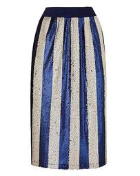 Striped Sequinned Pencil Skirt