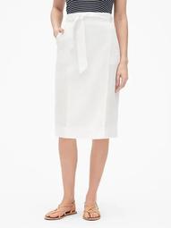 Wrap Midi Skirt in Linen-Cotton