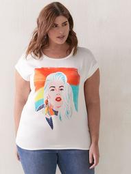 Printed Short Sleeve Crew Neck T-Shirt - Addition Elle