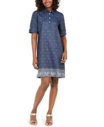 Plus Size Cotton Chambray Dress, Created for Macy's