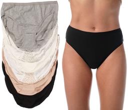 Just Intimates Panties for Women, Tagless and Breathable High Cut Briefs (6 Pack)